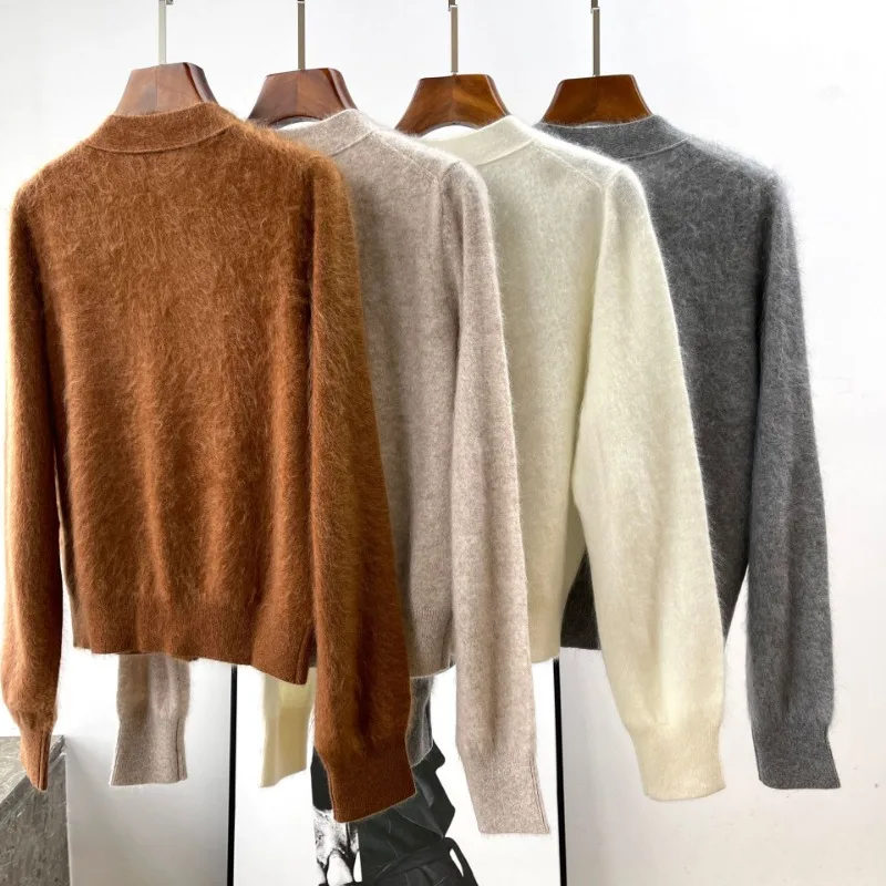 New Arrival Cashmere Brushed Brushed Warm Knit Cardigan Casual Fashion Short Sweater Jacket Women