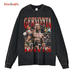 Tank Gervonta Davis Long Sleeve T-shirt Vintage Washed Boxing Sweatshirts Pullover DTG Printing Oversized Tops Tees Men Cotton