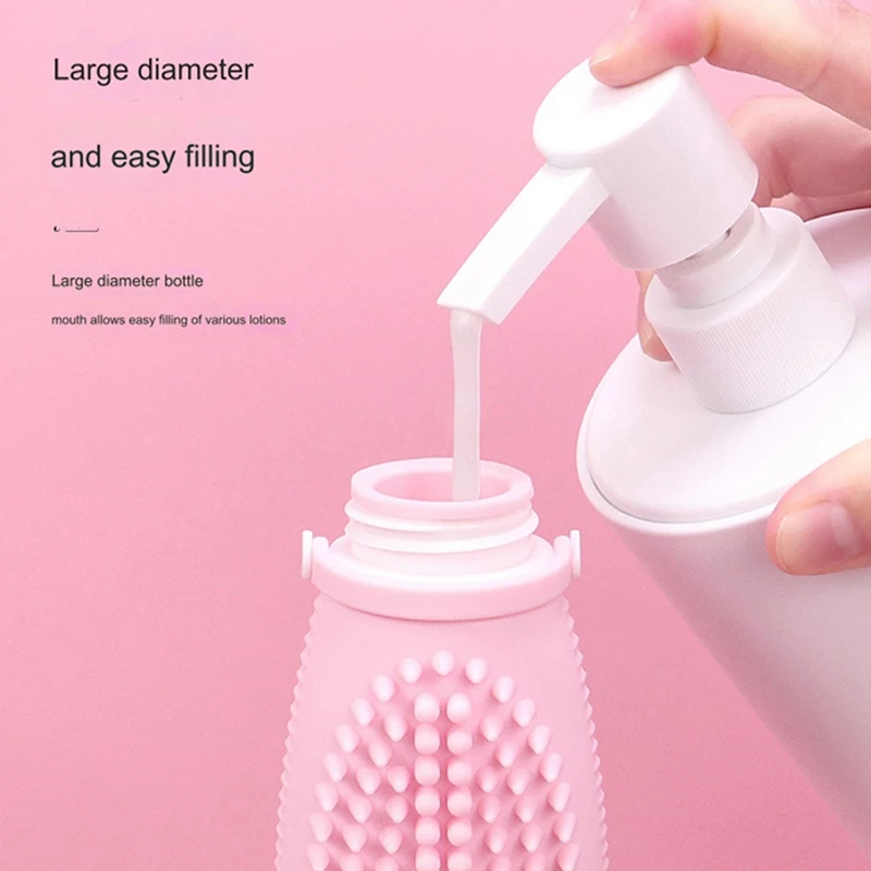 Silicone Travel Refillable Bottle Facial Cleansing Brush Portable Shampoo Bottles Lotion Cosmetics Containers