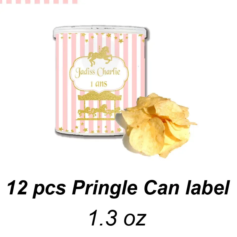 Personalized Carousel Horses Juice Pouch Bag Custom Stickers Water Bottle Labels Candy Bar Wrapper Birthday Party Decor Supplies