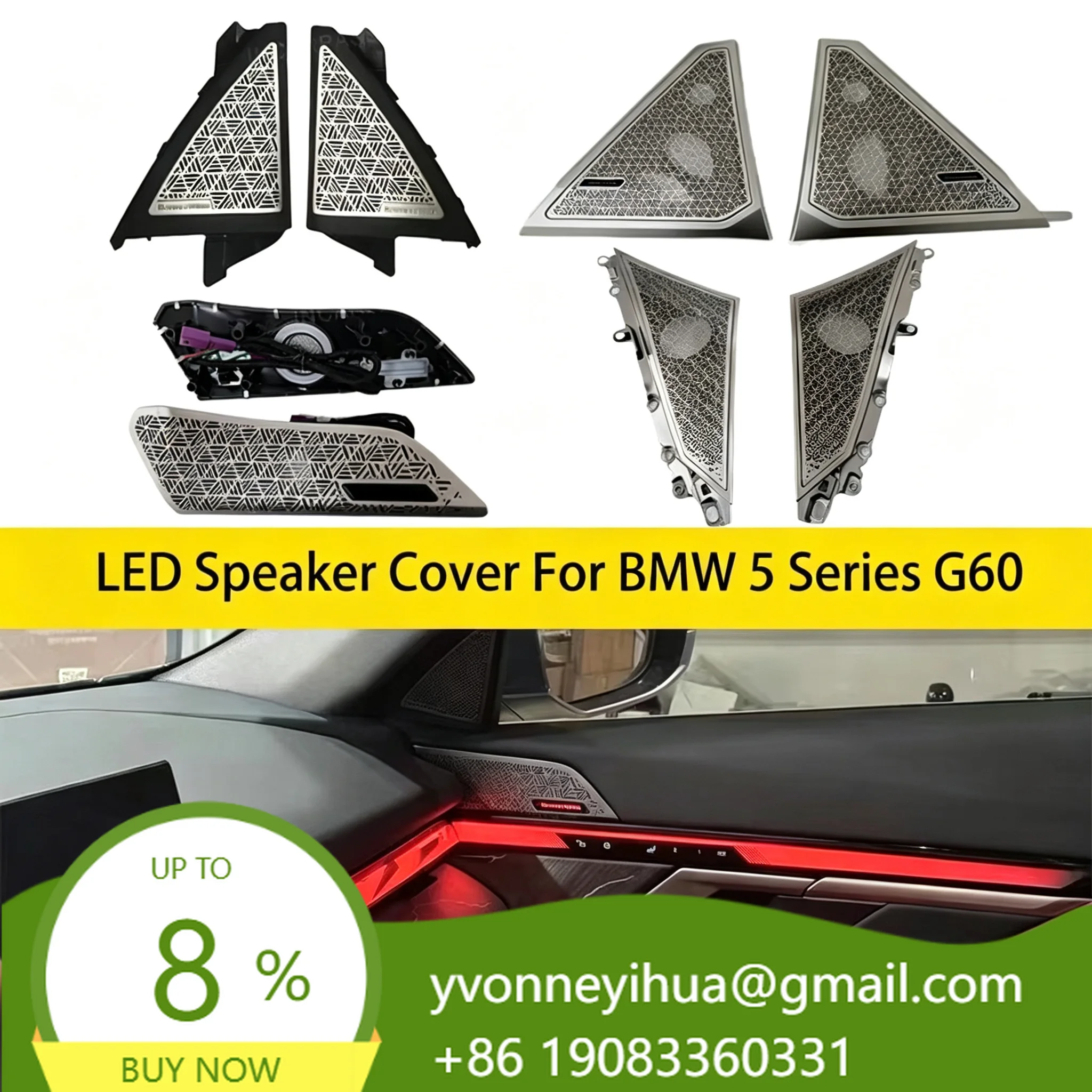 LED Speaker Cover Lamp For 5 Series G60 Car Premium ABS/Stainless Steel RGB Tweeter Midrange HiFi Stereo Horn Light