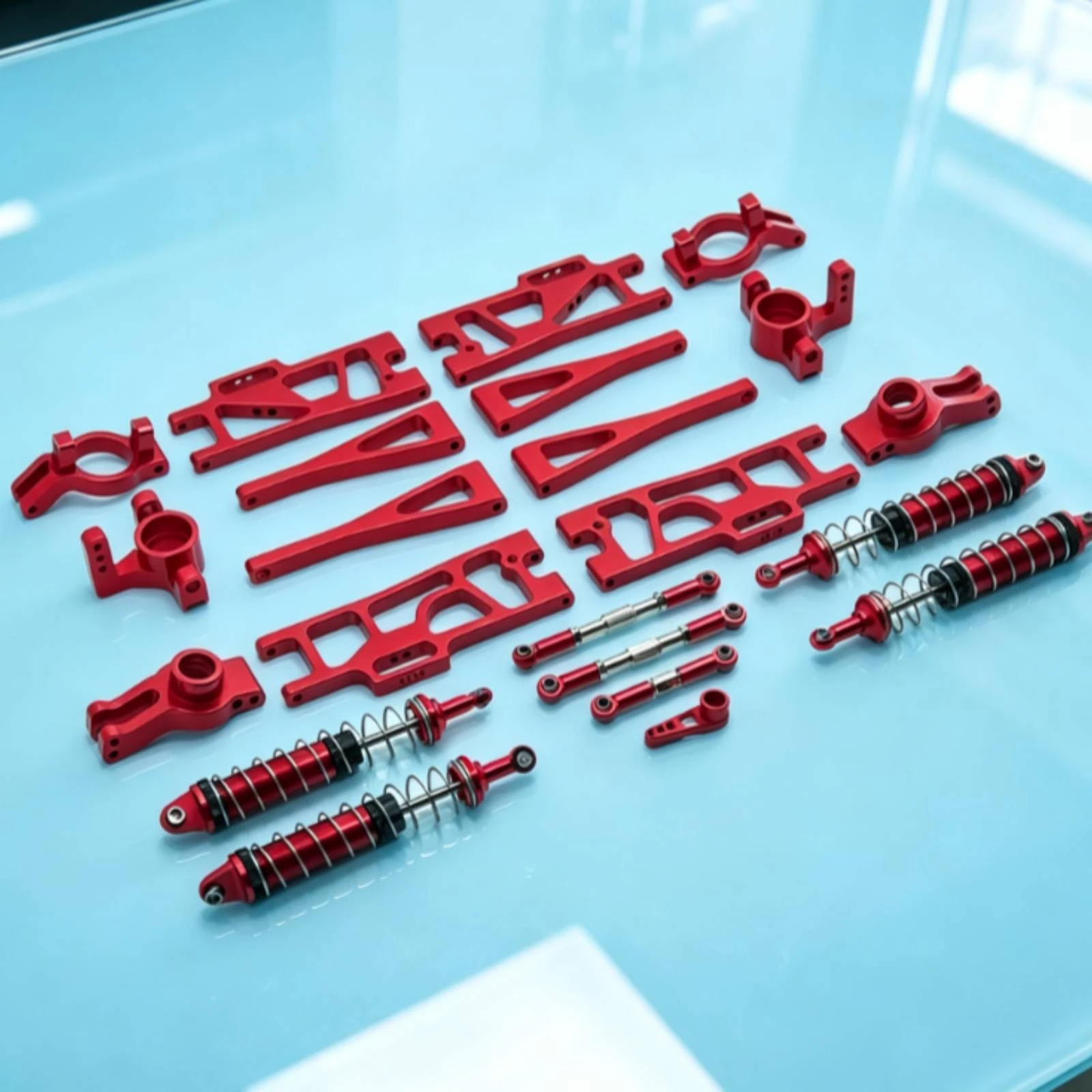 RC Car Upgrade Parts Kit Anodized Shock Absorbers with Springs Front and Rear Shock Absorbers Lightweight