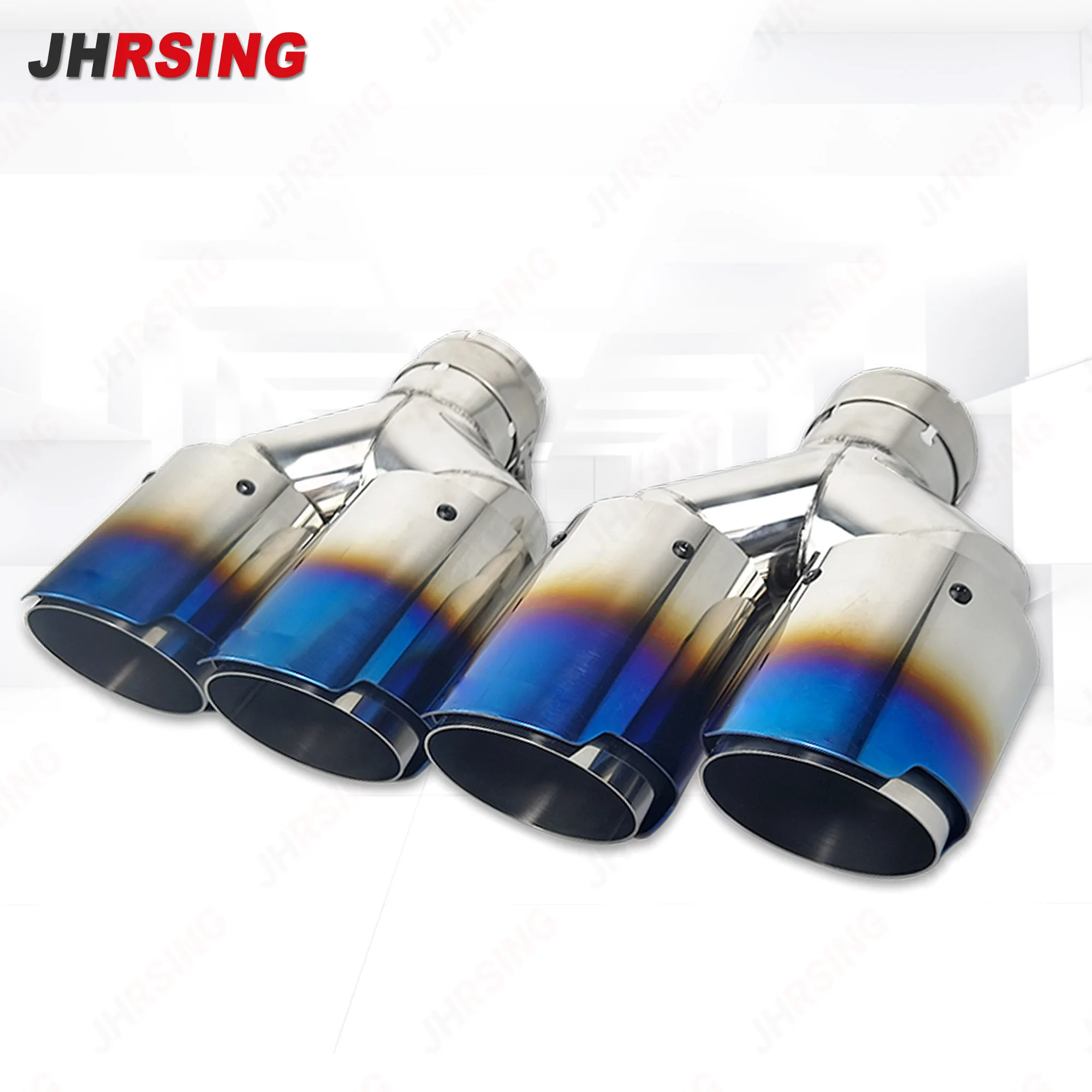 

1PCS Universal Exhaust Tip Blue Stainless steels Dual Exit car accessories Mufflers Nozzle Decoration modification
