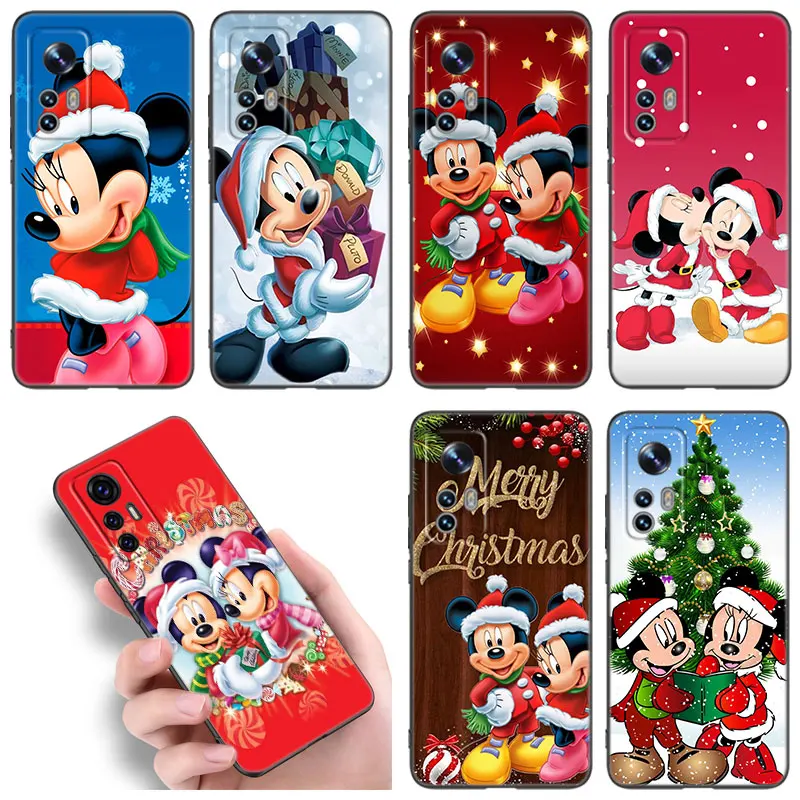 Mickey\'s Snowy Christmas Phone Case For Xiaomi Mi 9 SE 8 10 10T 11 12 13 Lite 9T 11T 12S 12T 13T Pro 5G 11i 12X Black Cover