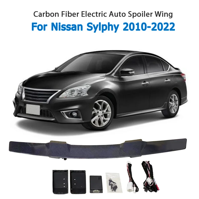 Spot Goods Popular ABS Gloss Carbon Fiber Electric Car Rear Wing Brake Light Spoiler For Sylphy 2010-2022