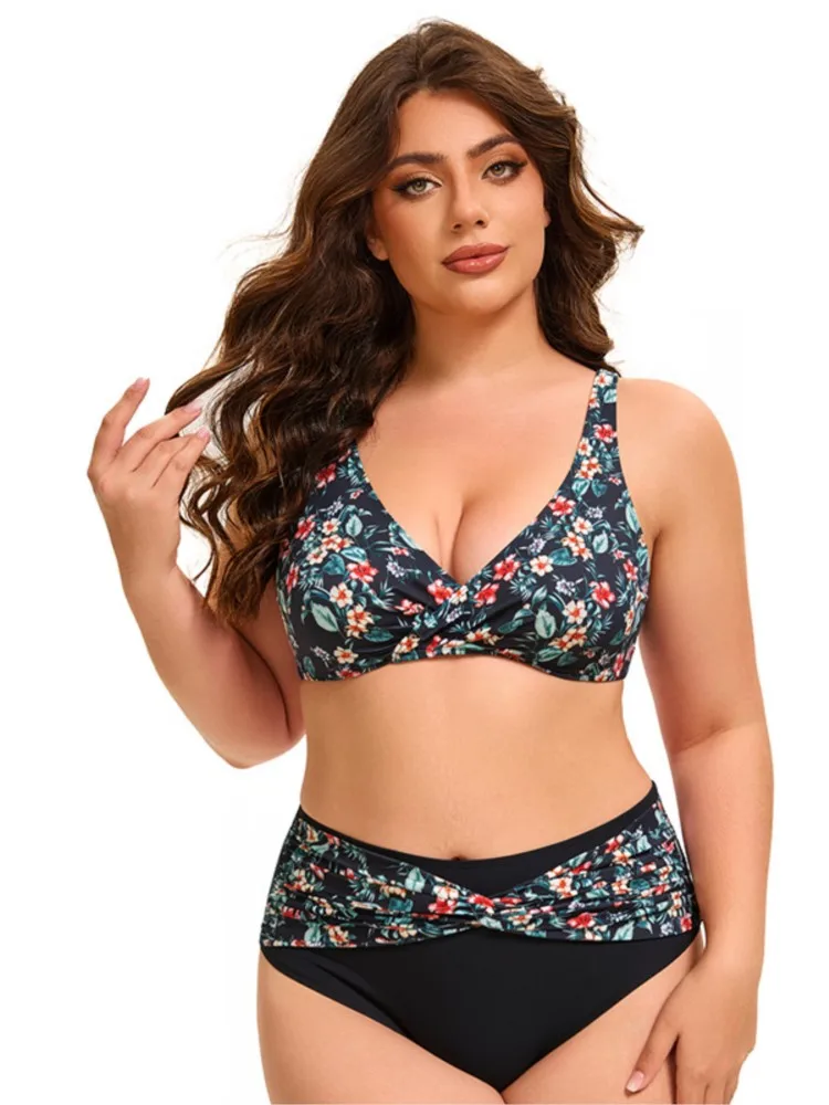 Plus Size High Waist Bikini Women's Push Up Large Size Swimsuit 2026 Summer Mujer Big Size Tummy Control Swimwear Bikini Sets view 4
