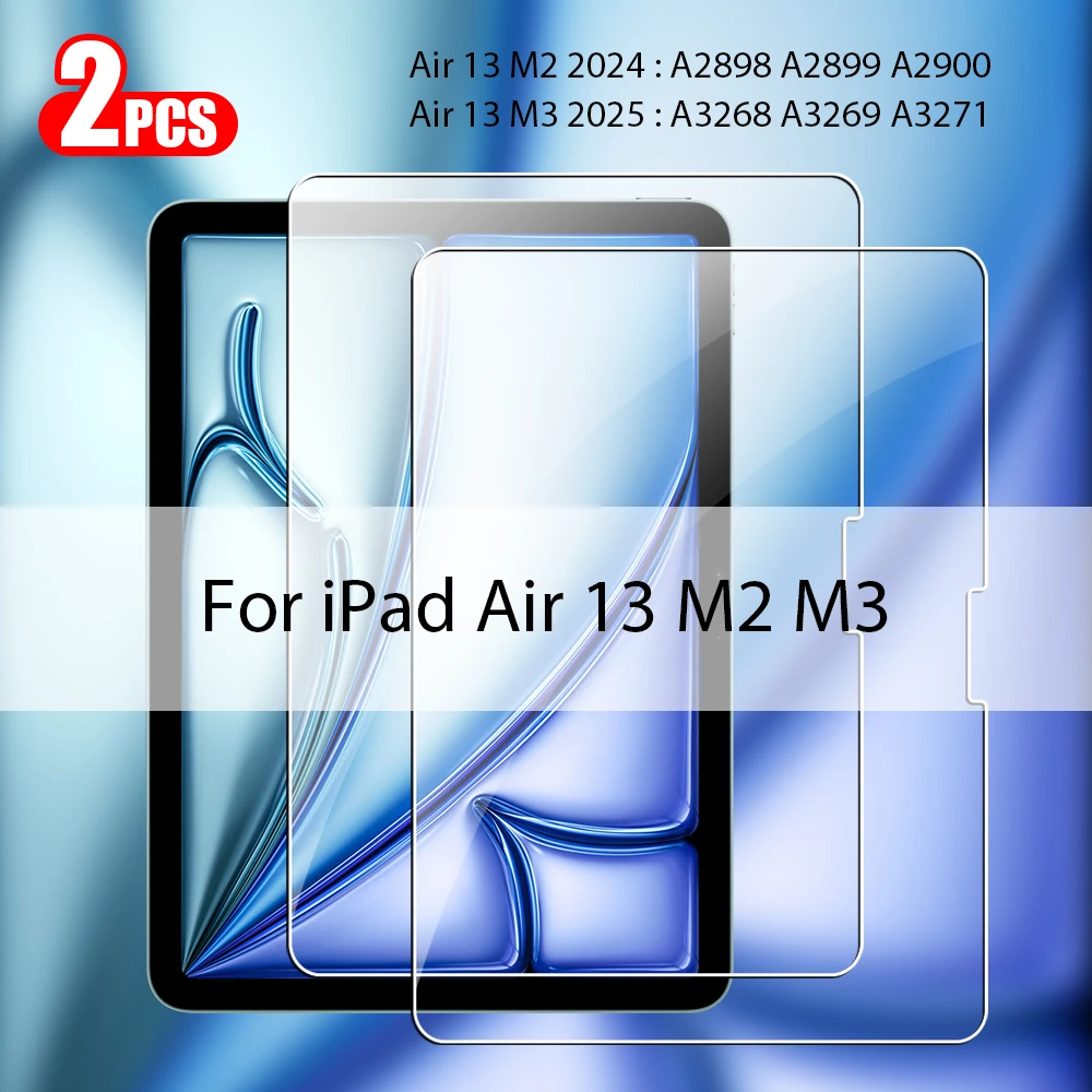 2 Stück Displayschutzfolie aus gehärtetem Glas für iPad Pro 13 11th M5 M4 12.9 Air 11 M3 M2 5 4 Mini 6 7 10 9th 10th Generation A16 Film