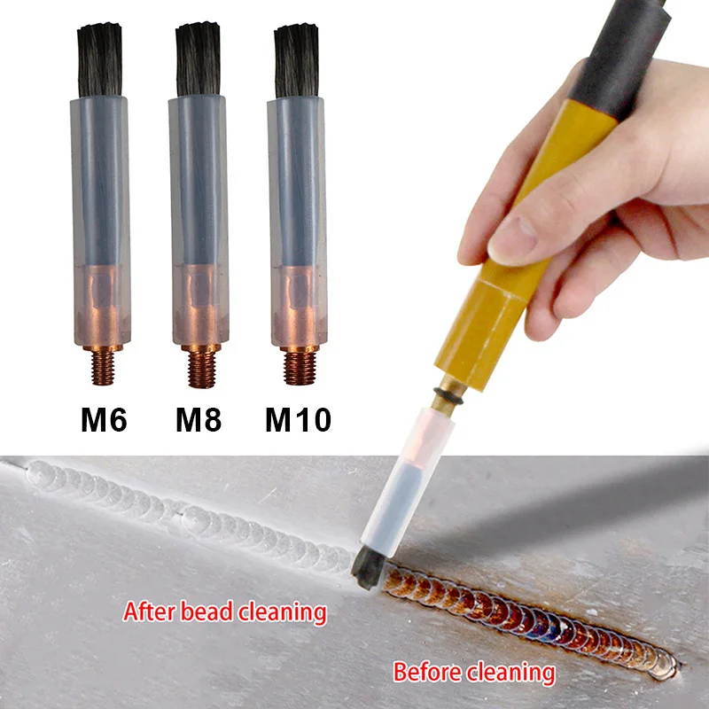 M6/M8/M10 Pickling Carbon Fiber Brush Copper Head Cover Cleaning Scrubbing Polishing Tool for TIG WIG MIG Weld Cleaner Weld Seam