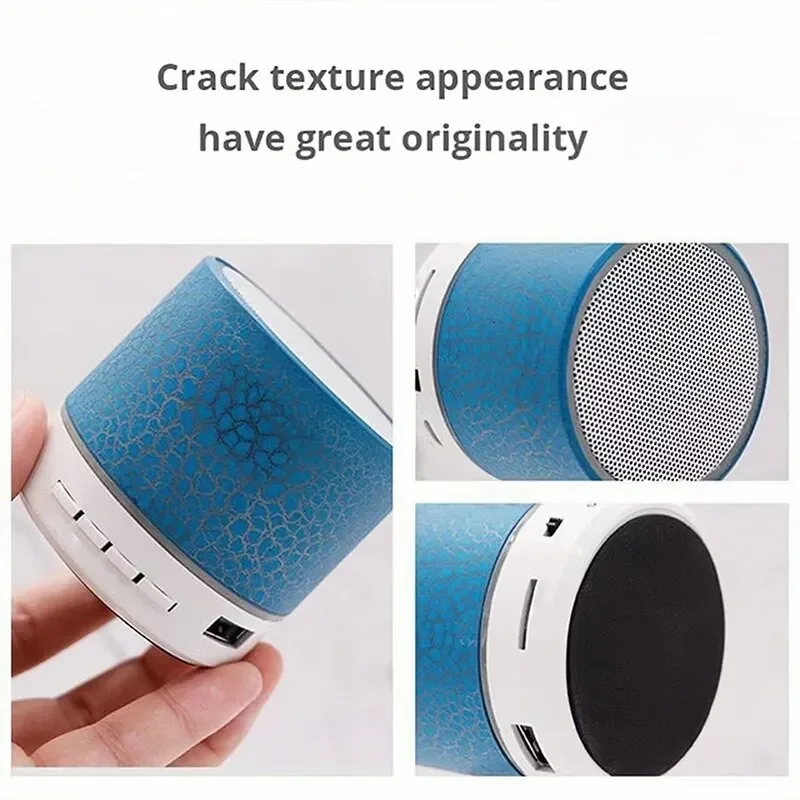 Mini Wireless Bluetooth Speaker with Built-in Mic Handsfree TF Card Dazzling Crack Colorful LED Bluetooth 4.1 HD Sound Portable