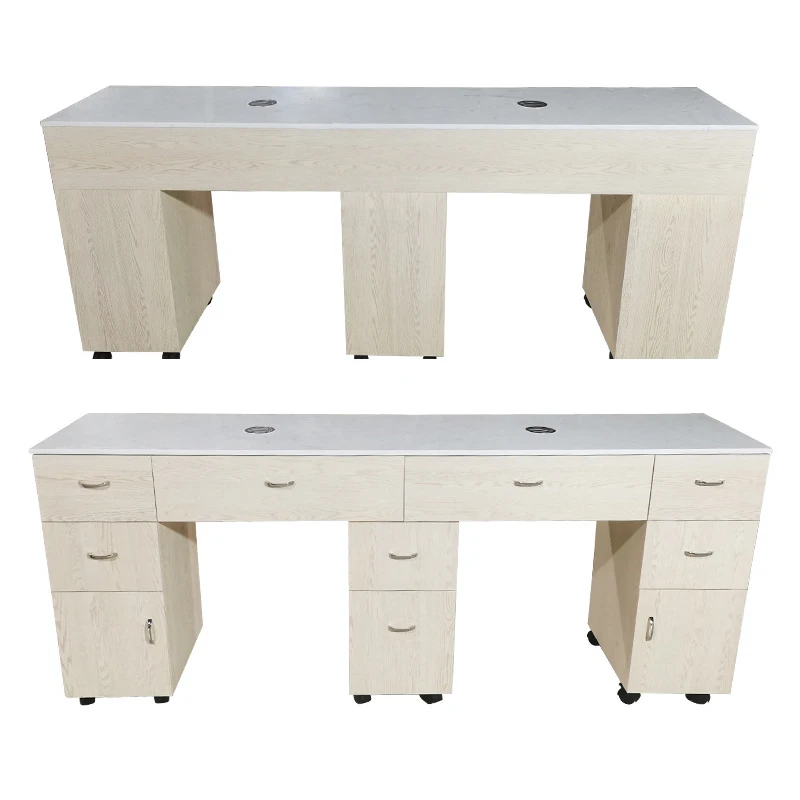 Luxury Nail Salon Furniture Professional Wood Double Manicure Table And Chair With Dust Collector