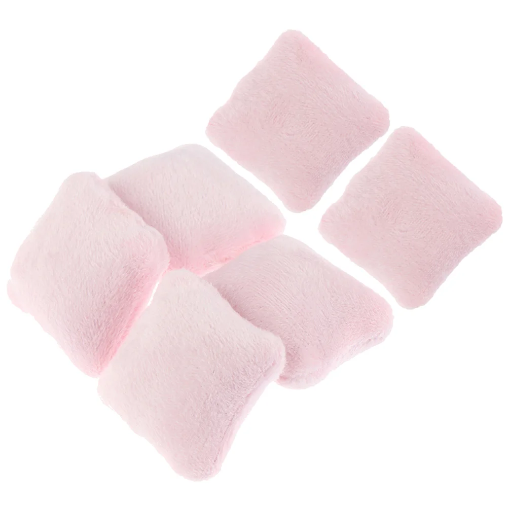 6 Pcs Dollhouse Accessories Bed Pillows Desktop Mini Decor Supplies Miniature Cloth Fake Tiny Flannel Model