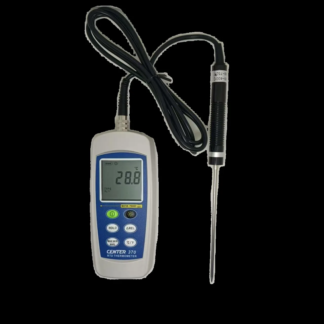Termómetro resistente al platino de alta precisión de entrada única a prueba de agua, termómetro para alimentos, termómetro para objetos industriales CENTER-370