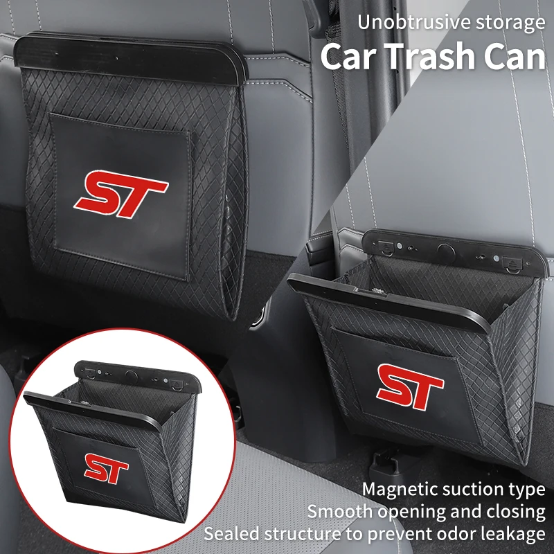 Car Seatback Trash Can Magnetic Garbage Pouch Tools Bag Accessories For Ford Focus Fiesta Ranger Mondeo Kuga Escape