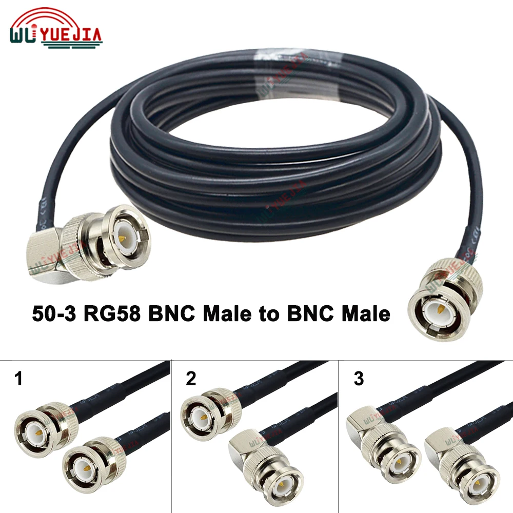 

1Pcs Q9 BNC Type RG58 Cable BNC Male to BNC Male Straight or Right Angle 90° Plug RG-58 Jumper 50 ohm RF Coaxial Extension Cable