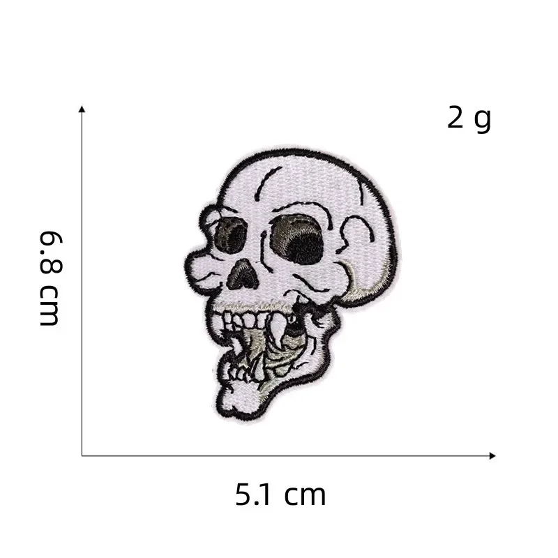 Punk Skull Embroidery Iron on Patches Skeleton Lovers Butterfly Badge Retro Bones Cloth Appliques for T-shirt Decor Fabric Logo