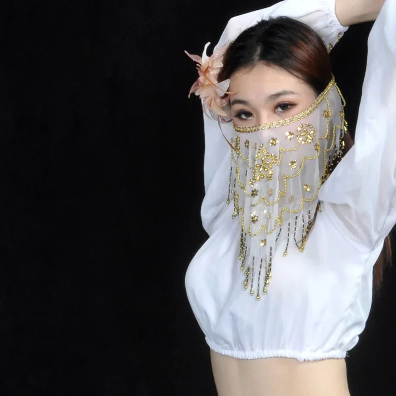 

Женский костюм для танца живота, сексуальная сетчатая вуаль для лица, Болливудская этническая индийская карнавальная вечеринка, аксессуары для танца живота