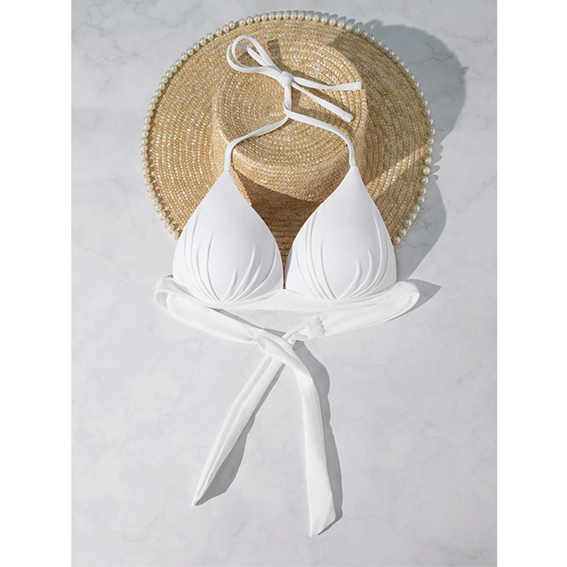 

XS - XL New Sexy Push Up Bra Cup Halter Bikini Top Female Swimsuit Women Swimwear Bather Bathing Suit Swim Solid Beach Top