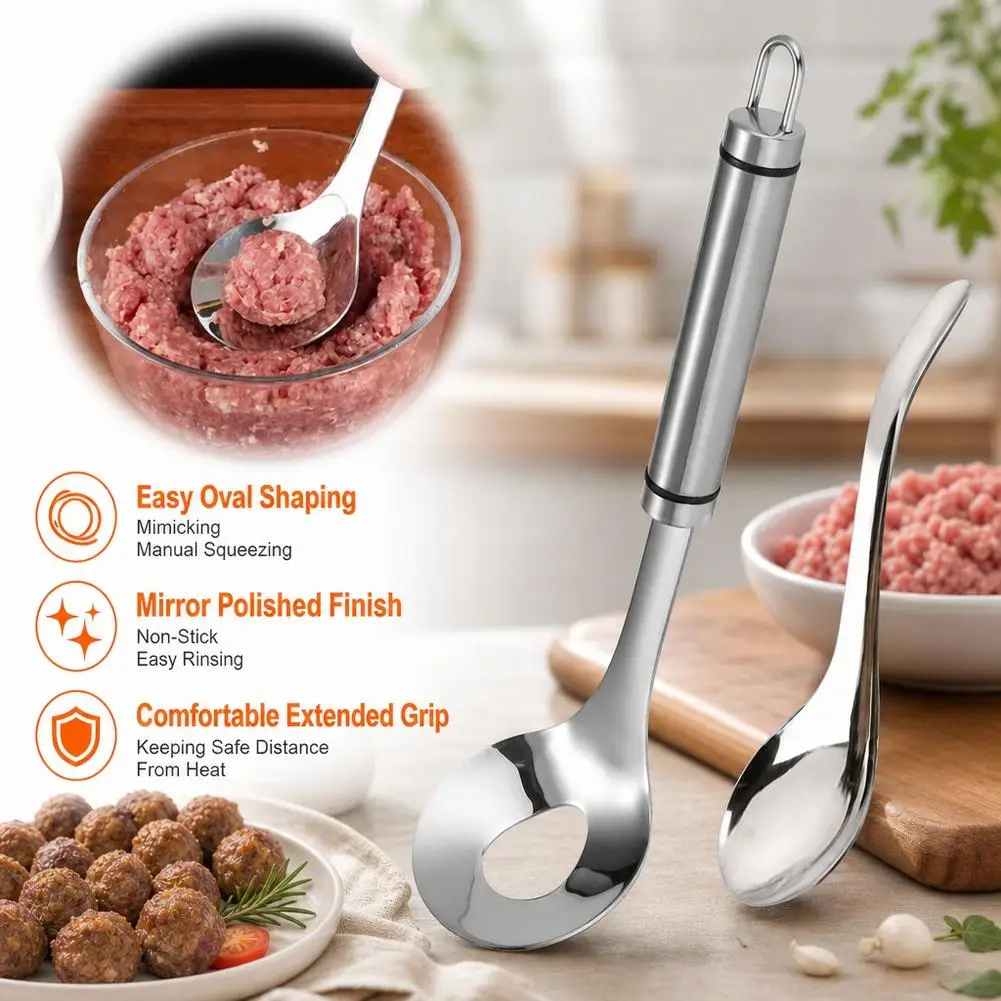 Stainless Steel Meatball Maker Spoon Nonstick Fish Rice Ball Mold Kitchen Gadget Cooking Utensils Beef Patty Burger Press