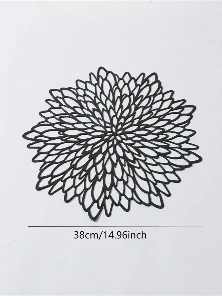 Laser Cut PVC Placemat Golden Floral Design Washable Anti-Slip Table Mat For Dining Wedding