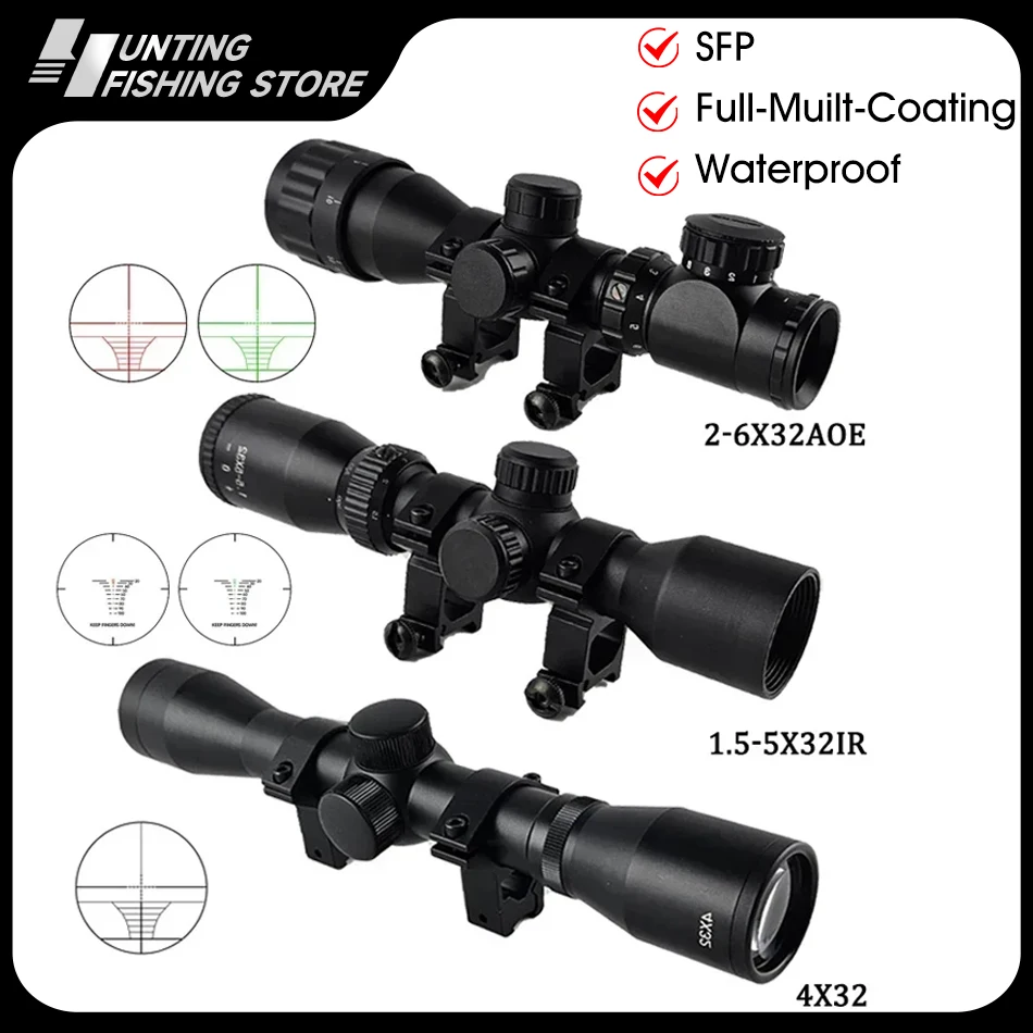 4x32/1.5-5x32IR/2-6X32AOE Metal Crossbow Short Rifle Scopes Optical Reflex Telescope Hunting Hologram Sight Tactical Accessory