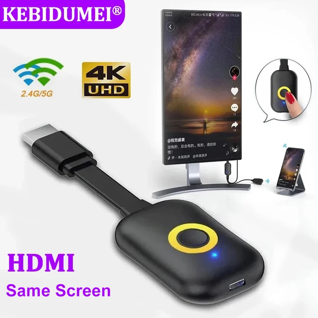 Adapter 4K HDMI 2.4G/5G Dwuzakresowy bezprzewodowy WiFi Urządzenia z tym samym ekranem Odbiornik TV Dongle TV Stick dla Androida IOS do TV