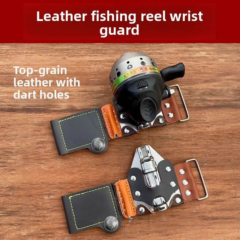 protege-poignet-en-cuir-bracelet-fixe-pour-moulinet-de-peche-kit-de-lanceur-de-flechettes-equipement-de-tir-a-l'arc-jeu-de-tir-unisexe