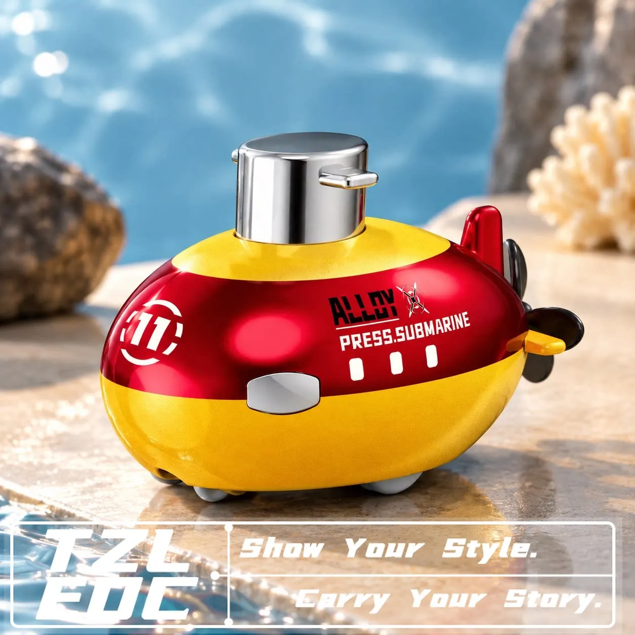 Alloy Press Submarine EDC Fidget Toy, Inertia Sliding Desktop Stress Relief Gadget Adult Decor Gift