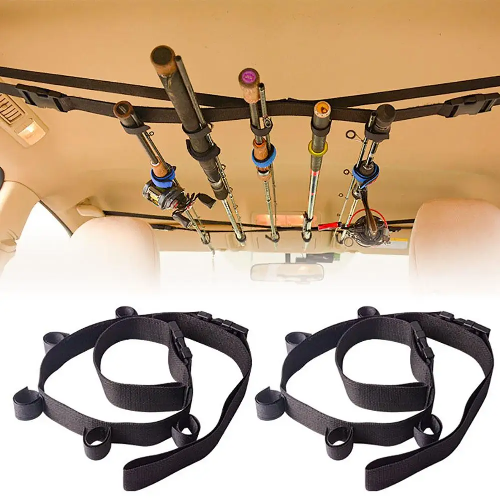 

2pcs Vehicle Fishing Rod Storage Rack Adjustable Fishing Pole Holder with Magic Stickers For Suvs Trucks