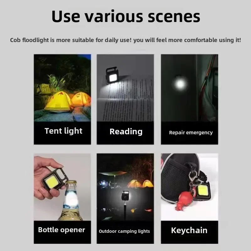 Mini Keychain Lamp TYPE-C Charging Camping Multi Functional Portable Strong Light Magnetic Work Light Keychain Flashlight