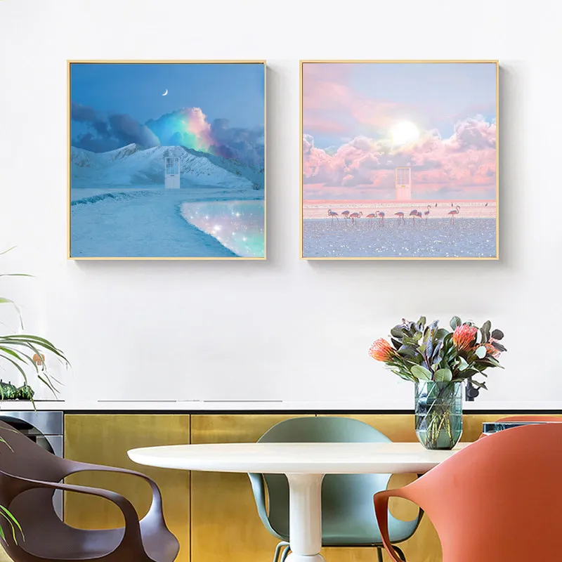 

Nordic INS Style Sky Canvas Poster Watercolor Clouds Dreamy Landscape Painting Living Room Bedroom Kids Room Home Wall Decor