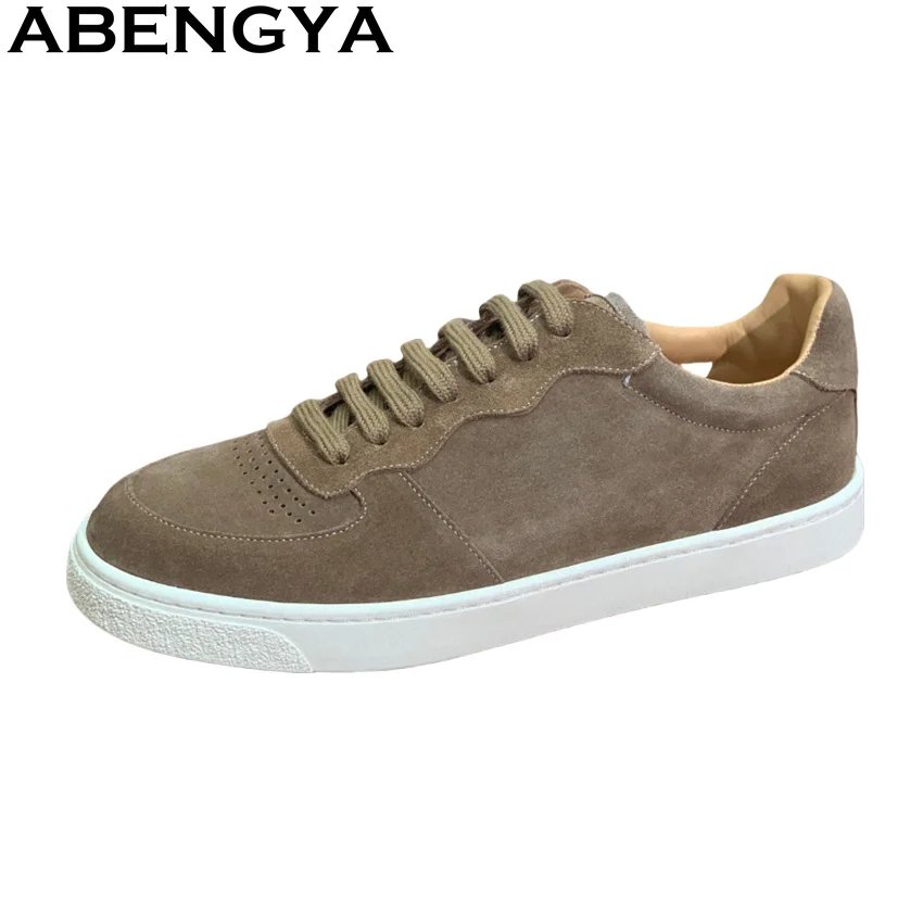 

Multicolour Suede Leather Casual Lace-Up Sneakers Shoes For Men Runway Single Shoes Autumn leisure Trainers Flat Walk Shoes Man