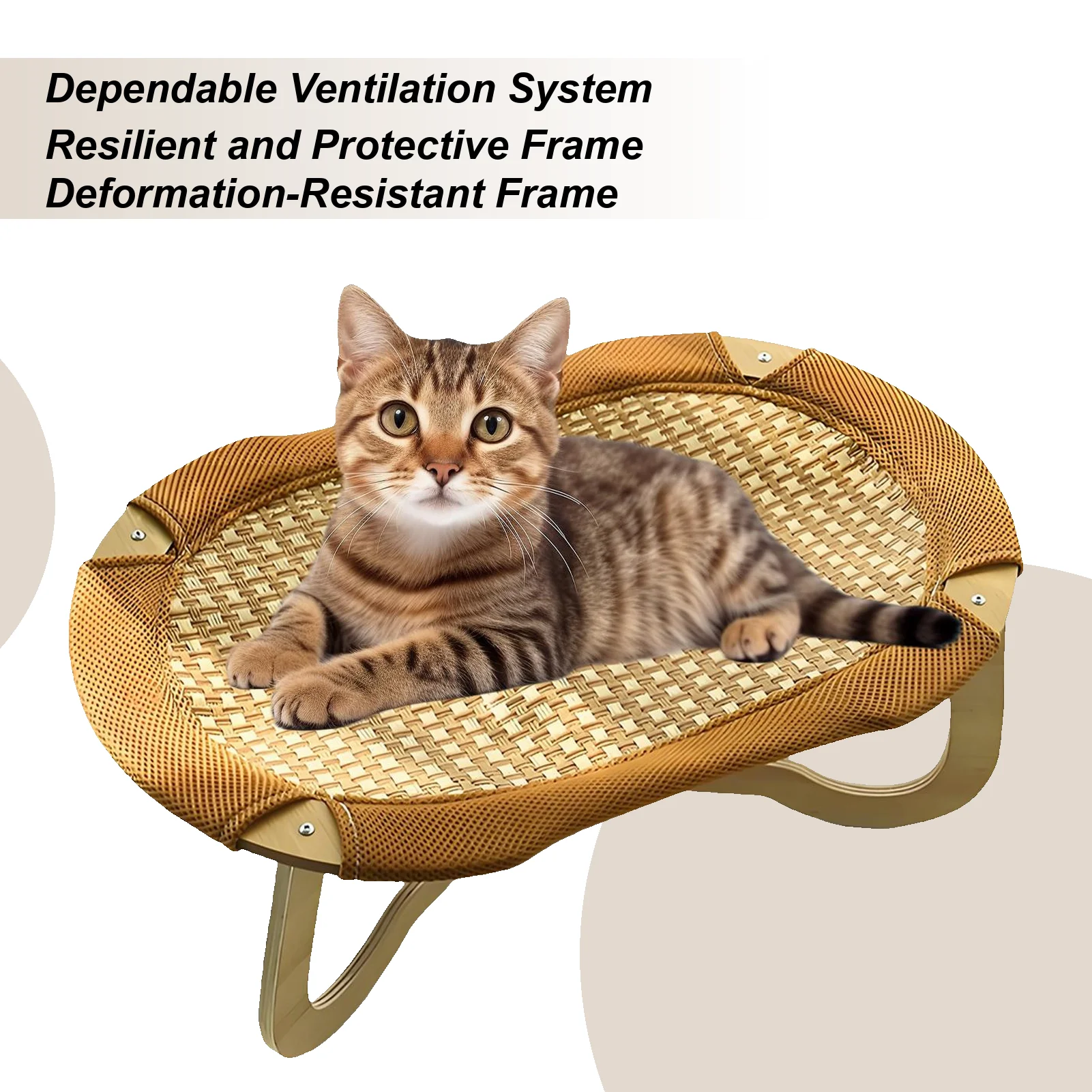 

Rattan Cat Bed Raised Rattan Cat Cooling Bed Kitten Bunny Sleeping Pad Breathable Hammock For Backyard Courtyard Small To Large