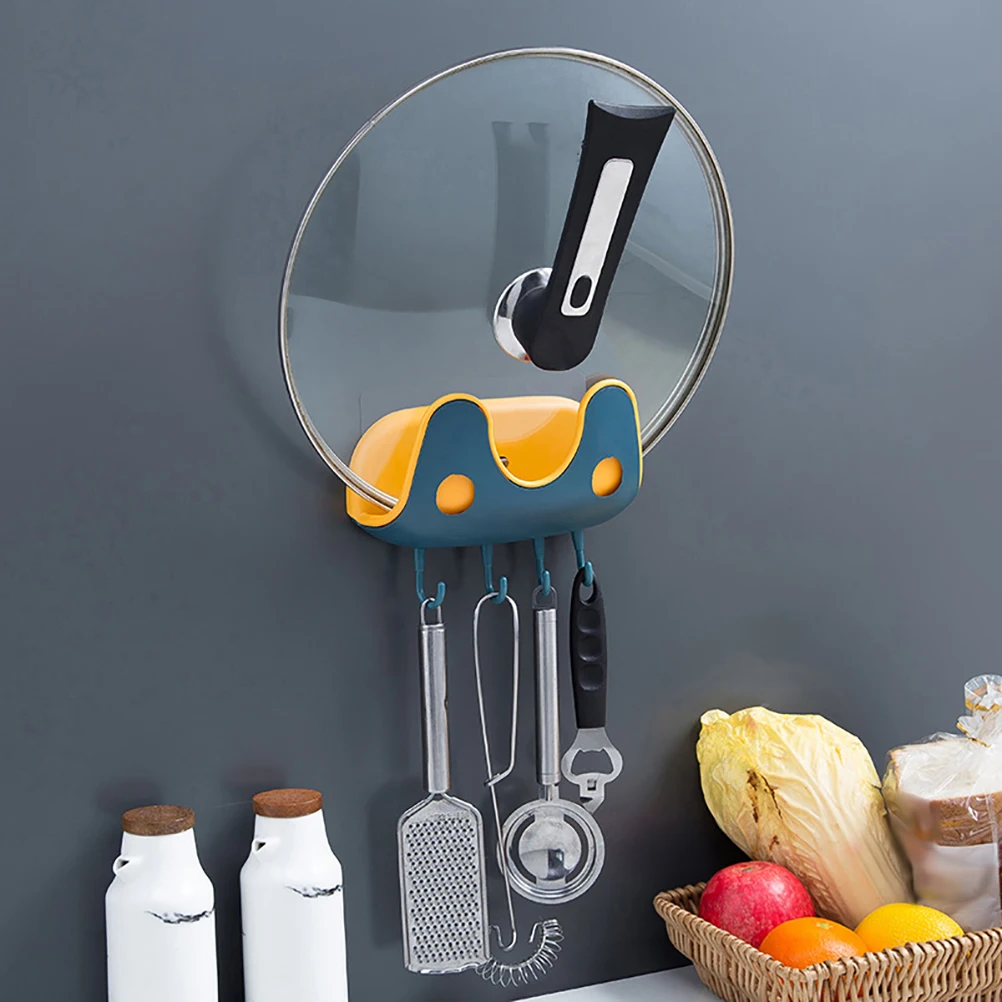 

2Pcs Double Layer Pot Lid Rack Punch Plastic Wall Mounted Storage Rack Smooth Tile Metal Wooden Pan Holder