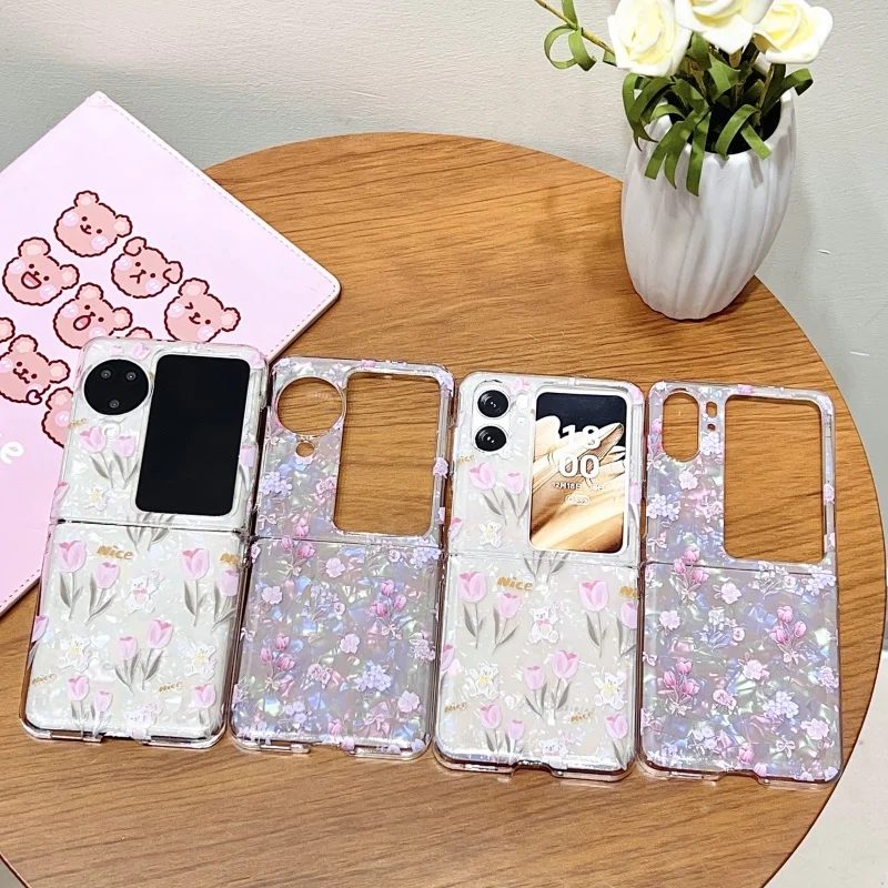 

Phone Case for OPPO N2 FLIP N3 FLIP Tulip and Shell patterned OPPO N2 FLIP N3 FLIP Fashion Shell Bracelet Phone Case
