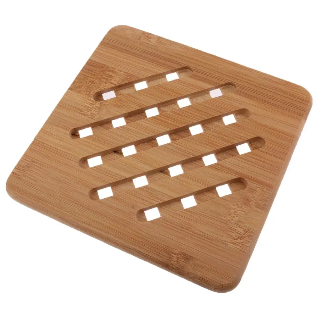 Kitchen Bamboo Hot Pads Trivet Washable Table Mat Heat Resistant Pad for Home Cooking or Serving