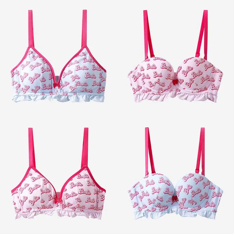 

Barbie Push-Up Bra Kawaii Sexy Underwear Lace Bow Bra Fashion Pink Bra Without Underwire Sweet Girl Bra Girl's Birthday Present