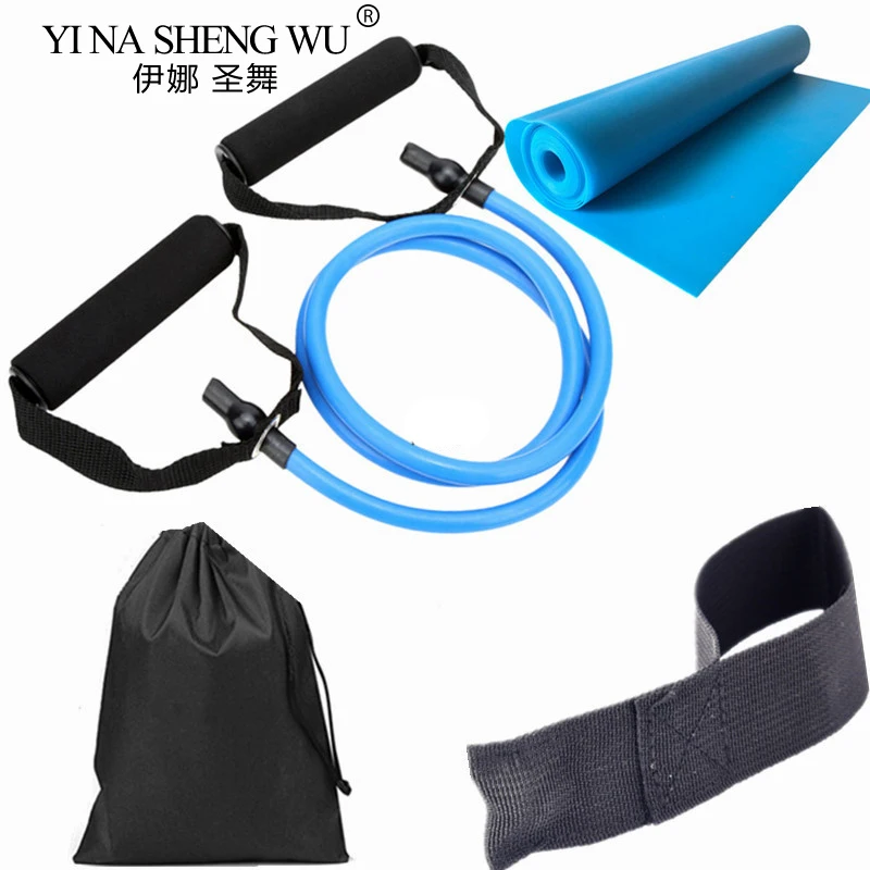 

Yoga Fitness 4-piece In-line Tensioner, Latex Pull Cloth, Elastic Band with Door Buckle, Indoor and Outdoor Use Cloth Bag