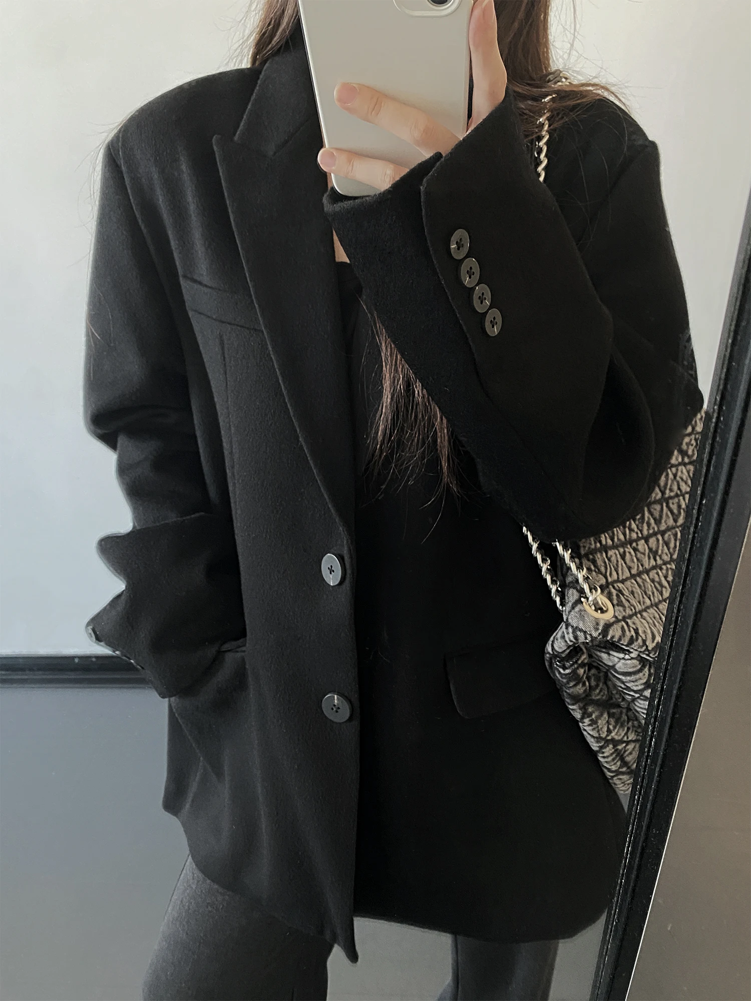 

Женское шерстяное пальто SunYeo премиум-класса: теплое, с длинными рукавами, на пуговицах, однотонное, для повседневной носки