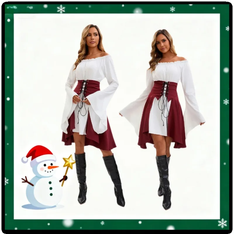 

Medieval Laced Corset Top with Bishop Sleeves, Victorian Steampunk Blouse for LARP, Gothic Historical Costume for Women