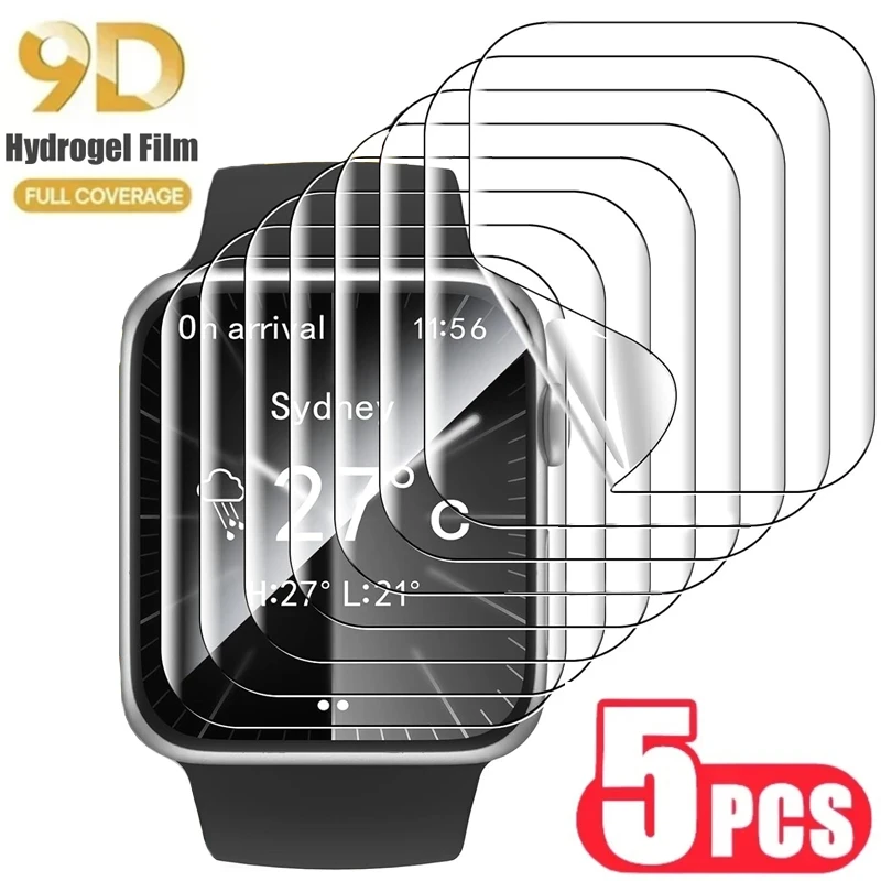 Screen Protector Film For Apple Watch 44mm 40mm 45mm Band 41mm 38mm 42mm HD Protective Hydrogel Film For iWatch 9 8 7 6 5 4 3 SE