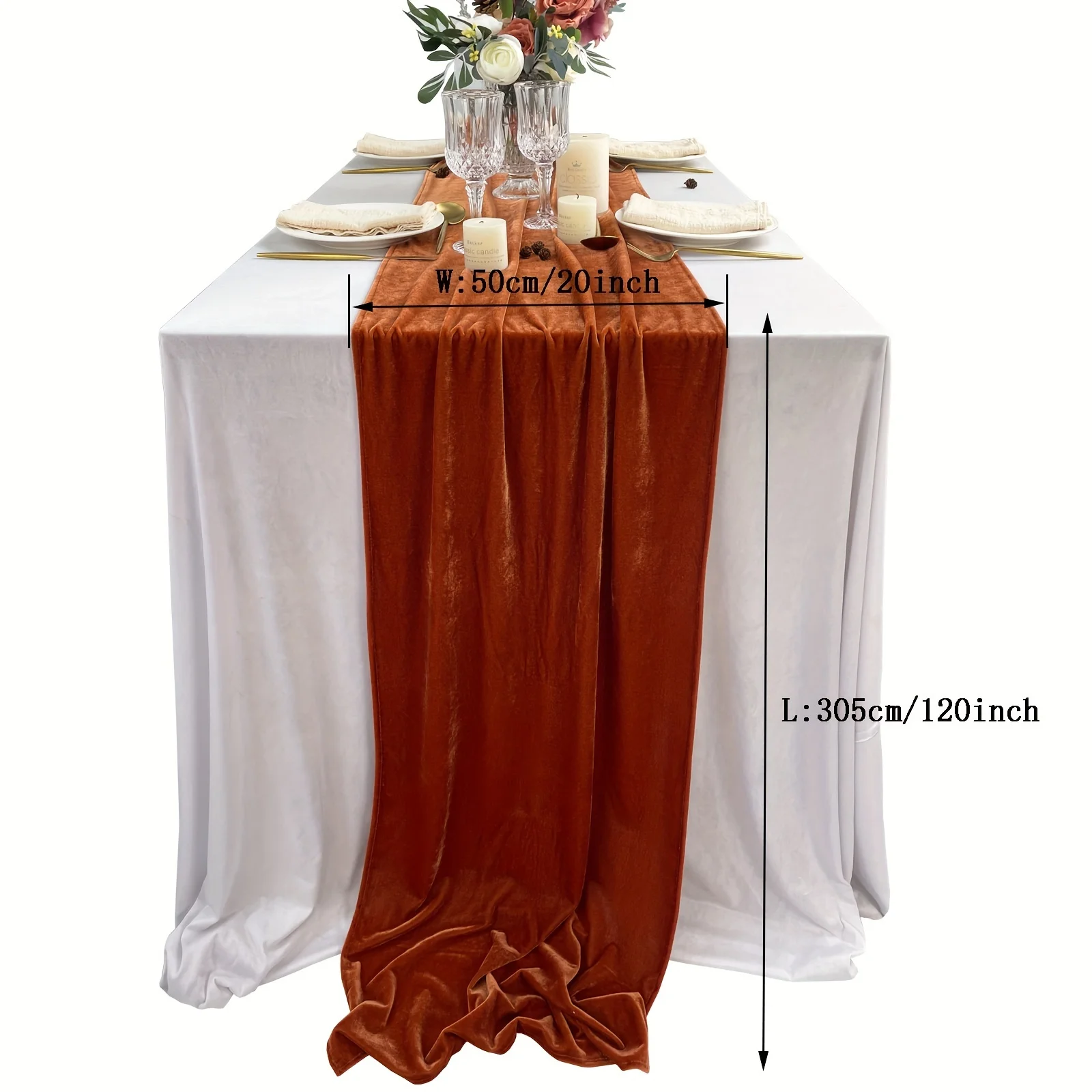 1pc Luxurious Velvet Table Runner, WeddingReception Decorations, Soft Table Linen Overlay, WeddingTable Runner Room Decor