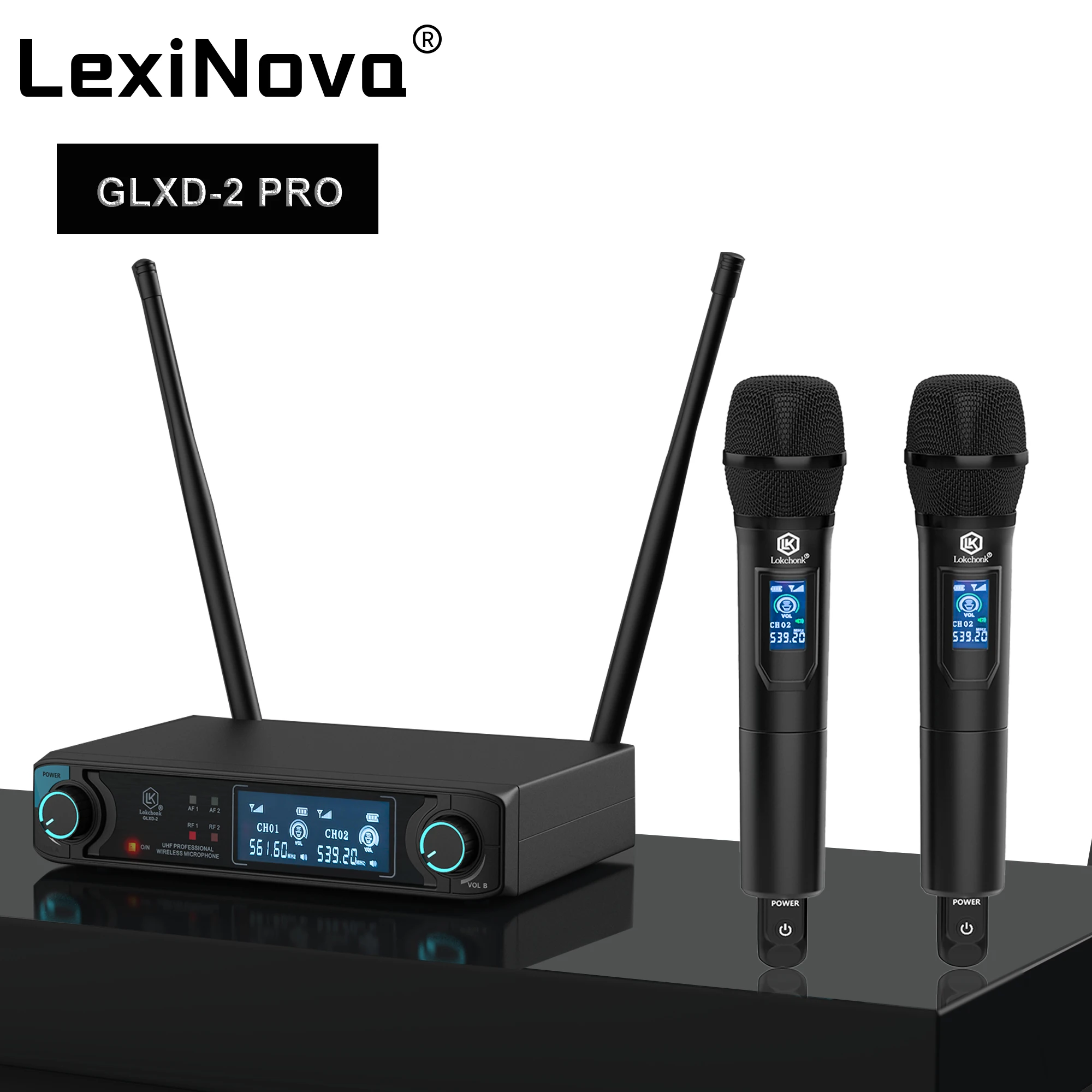 GLXD-2 Professional Wireless Microphone System Musical Singing Wedding UHF Fixed Frequency Mic Handheld Microphone Recording
