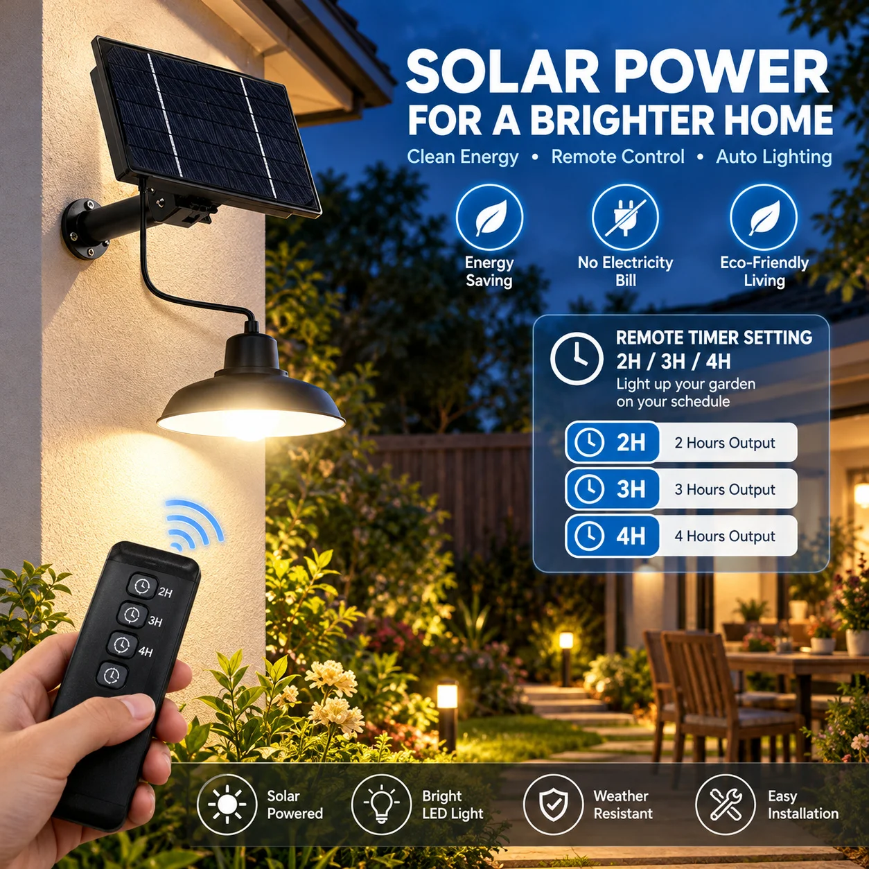 olar Time Controller with 15m Remote Control, 2/3/4H Timing Function, Battery/Charging/Output LED Indicator, Power Switch for So