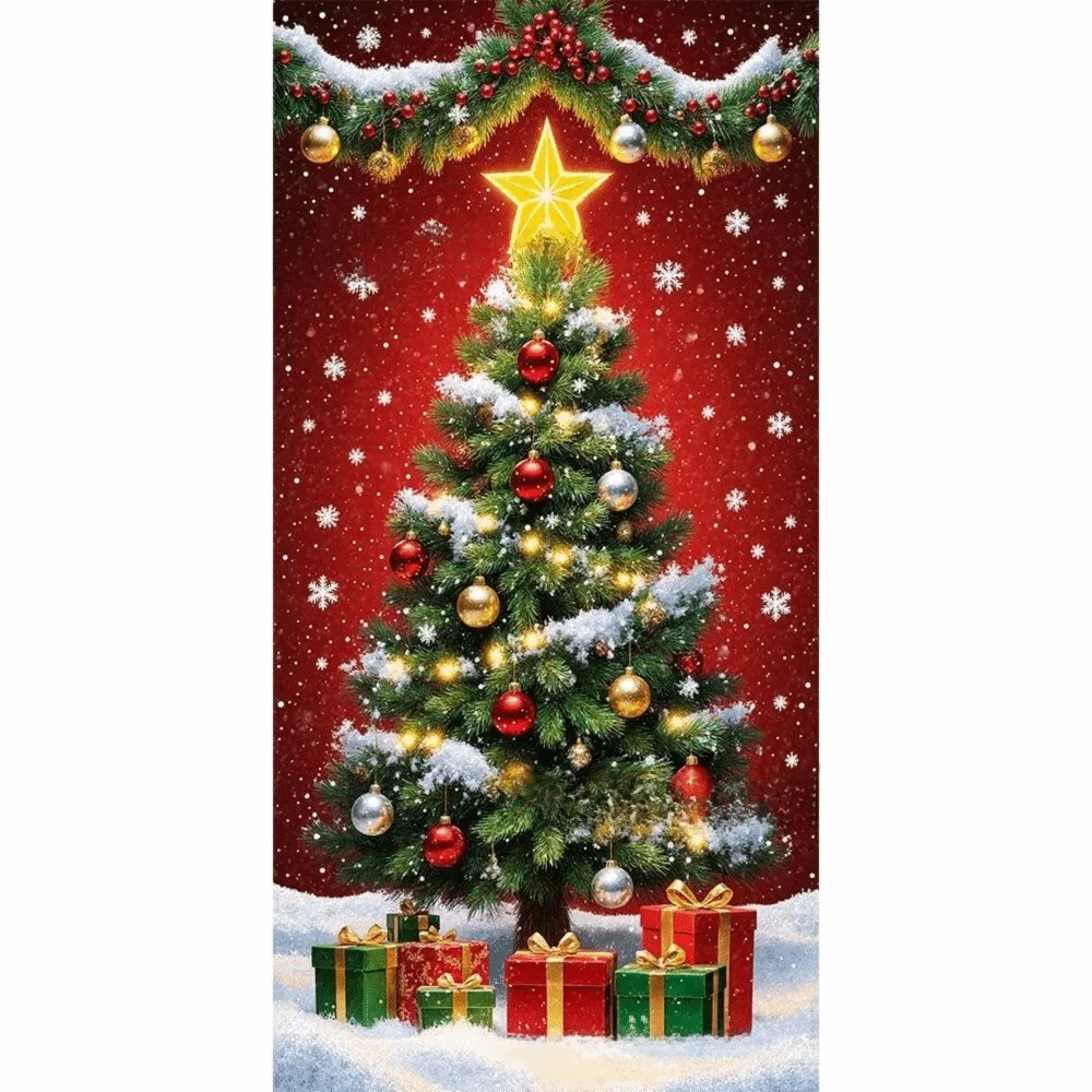 

Door Hanging Christmas Door Cover Background Atmosphere Arrangement Door Decoration Holiday Props Old Man Snowman Hanging Flag