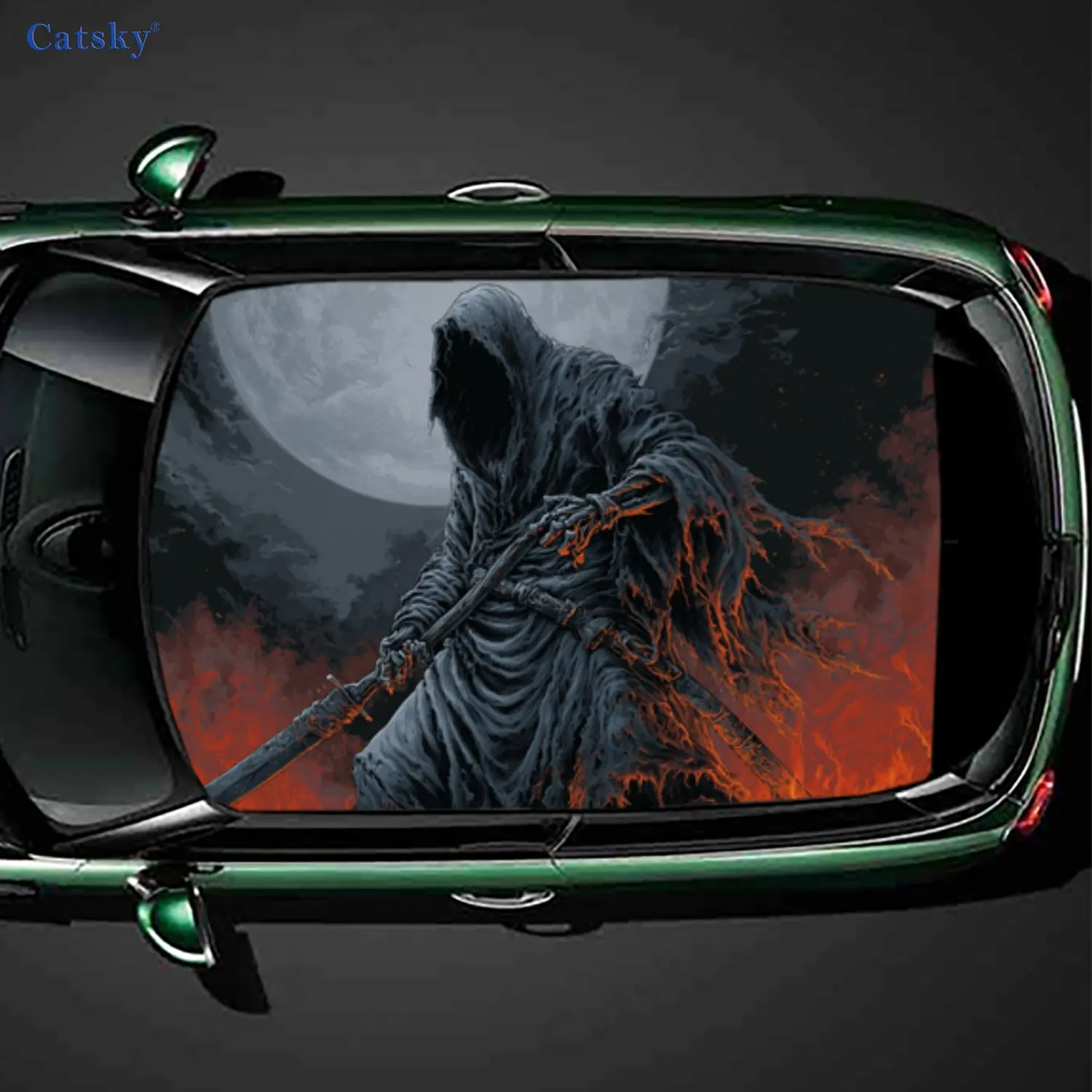Dark Reaper Dominance Car Roof Sticker, PVC Self-Adhesive Waterproof Car Vinyl Decal, Car Decoration Protection Stickers, Easy I