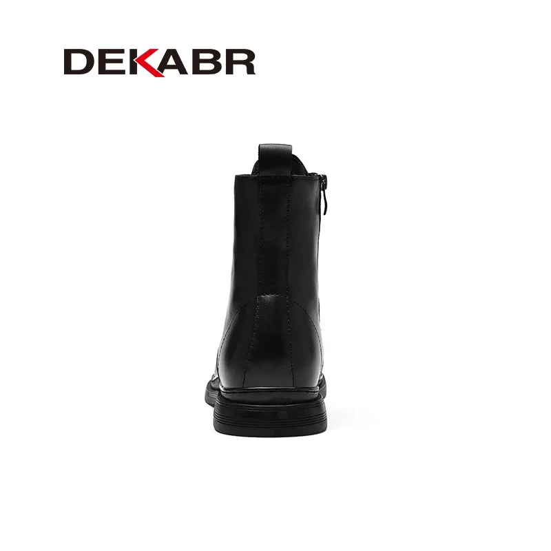 DEKABR Genuine Leather Casual Men\'s Boots Zipper Comfortable Shoes For Men Winter Autumn Shoes Super Keep Warm Boots Size 37-45