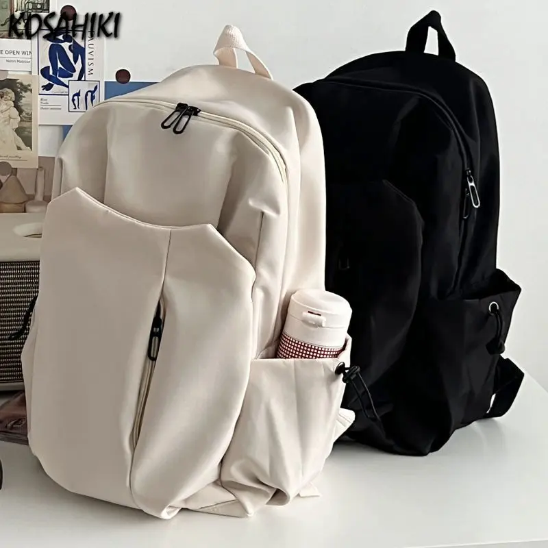 Simple Solid Y2k Aesthetic Laptop Bags Preppy Sweet Korean Vintage Schoolbags Fashion  Grunge Backpack for College Students