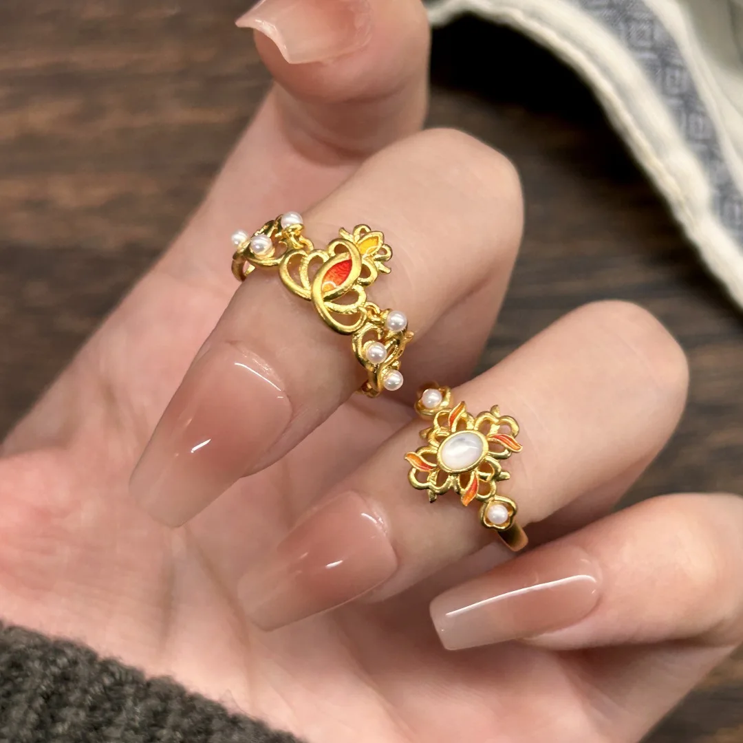 Vintage Fine Elegant Glossy Crown rings for women Fashion New in Palace Style High Grade Pearl Ring Banquet Jewelry Gift