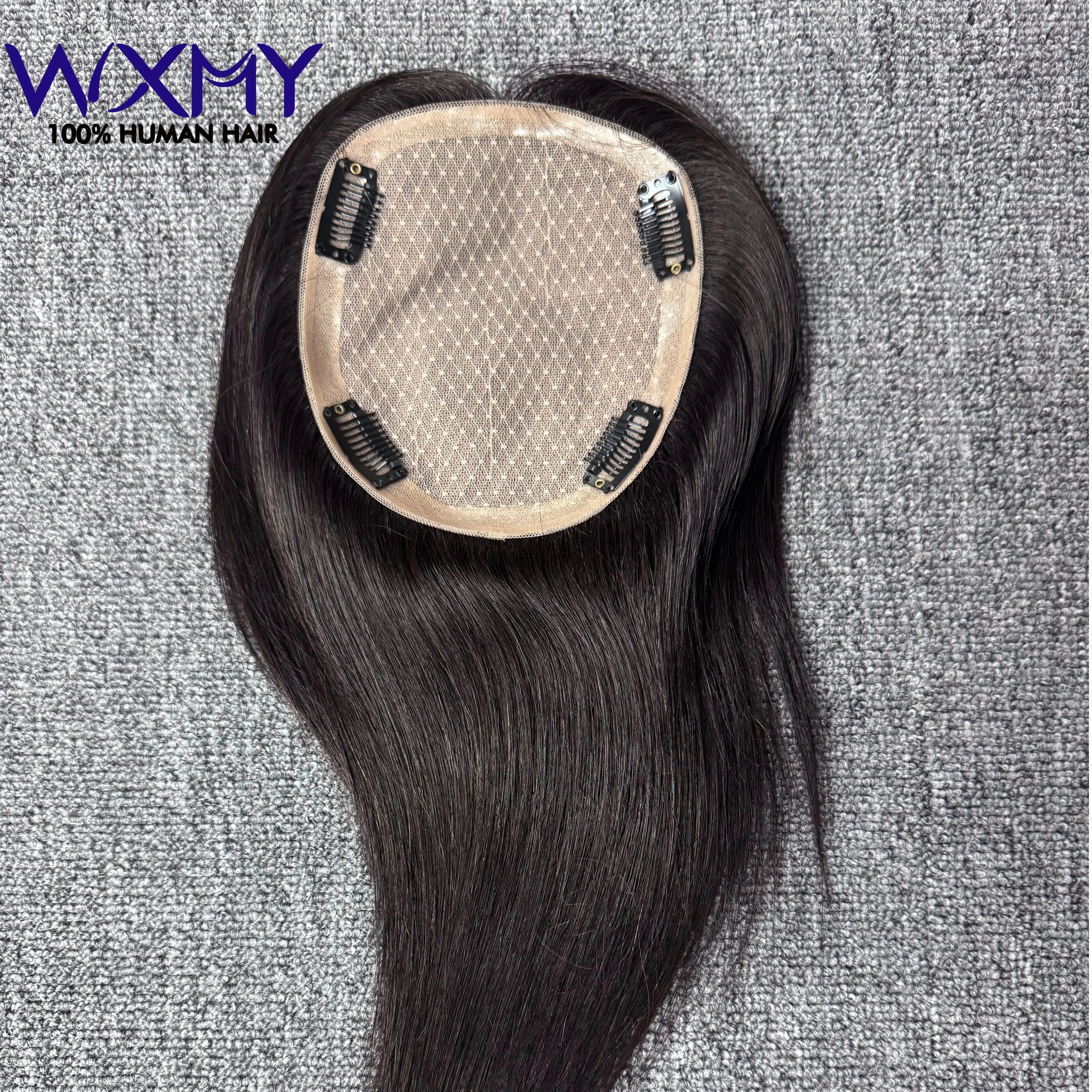 Clearance Wigs Straight Hair Toppers For Women Silk Base Human Hair Topper With 3 Clips Hairpins Remy  Human Hair Pieces
