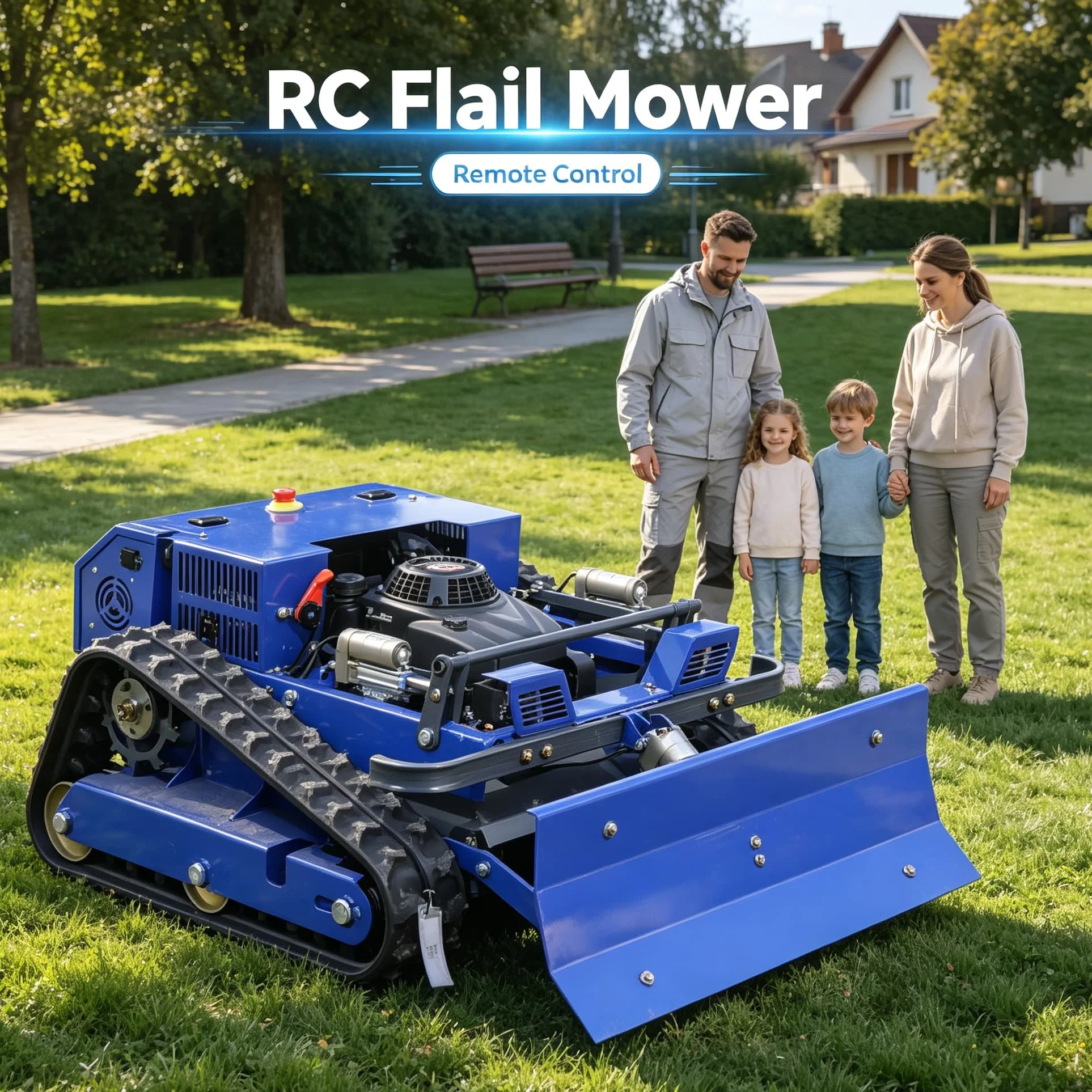 Customized High Slope Orchard four‑stroke Remote Controlled Crawler Mower, Long-distance Wireless Operation Ensures User Safety